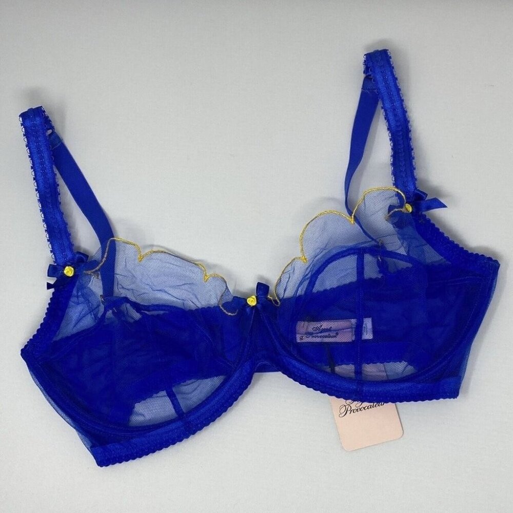 Agent Provocateur Lorna Blue Yellow Bra 32F NWT